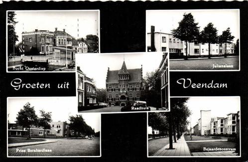 Groeten uit Veendam - 5 afb o.a. Julianalaan - 1964? gelopen, Verzamelen, Ansichtkaarten | Nederland, Gelopen, Groningen, 1960 tot 1980