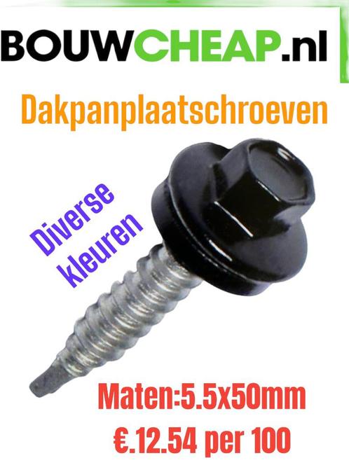 Dakpanplaatschroeven in kleuren van de plaat, Doe-het-zelf en Verbouw, Dakpannen en Dakbedekking, Nieuw, Zwart, Ophalen of Verzenden