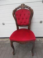 oude vintage stoel met rode velours bekleding., Ophalen, Hout, Gebruikt, Eén