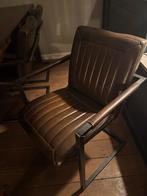 Teakhouten eethoek met 6 industriële stoelen, Huis en Inrichting, Stoelen, Gebruikt, Bruin, Ophalen of Verzenden, Vijf, Zes of meer stoelen