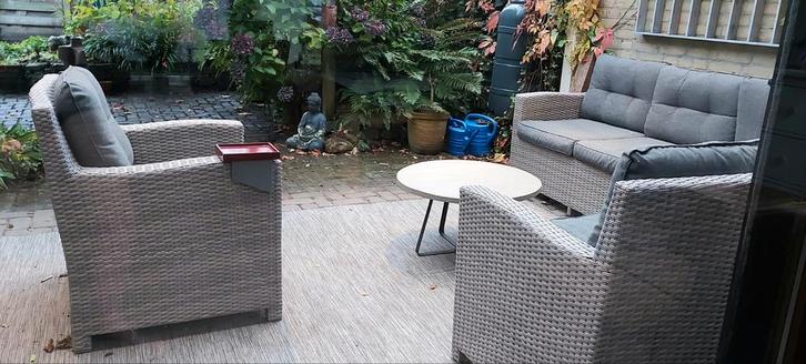 Tuinbankstel, Tuin en Terras, Tuinsets en Loungesets, Gebruikt, Wicker, Bank, Ophalen