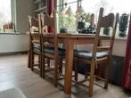 Eettafel met 4 stoelen, Ophalen, Gebruikt, Rustiek, 200 cm of meer