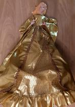 ENGEL MET GOUD GEWAAD EN PORSELEINEN HOOFD EN HANDEN LAMP, Verzenden, Kerst, Zo goed als nieuw, Stof