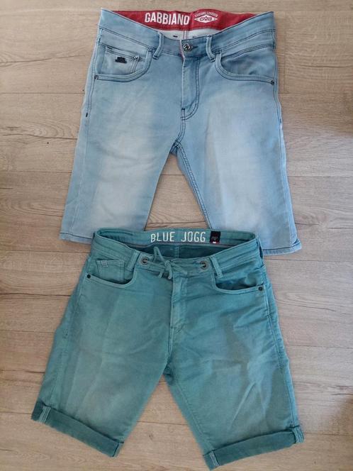 2 korte jeans mt29 Gabbiano blauw + Blue Jogg zeegroen ZGAN., Kleding | Heren, Spijkerbroeken en Jeans, Zo goed als nieuw, W32 (confectie 46) of kleiner