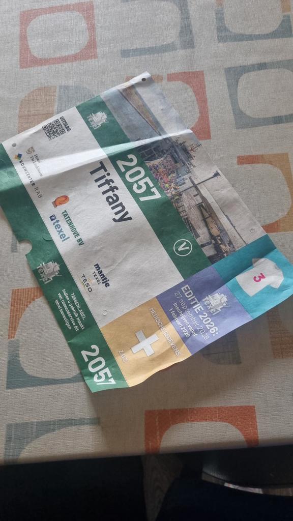 Startbewijs texel kwart marathon boootstart, Tickets en Kaartjes, Evenementen en Festivals, Eén persoon