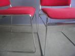 stoelen, zit- en rug m rode stof, chroom metalen frame, eett, Huis en Inrichting, Stoelen, Metaal, Gebruikt, Vintage 1970s, Ophalen of Verzenden