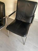4 Zwart Leren Eetkamerstoelen, Ophalen, Gebruikt, Zwart, Leer