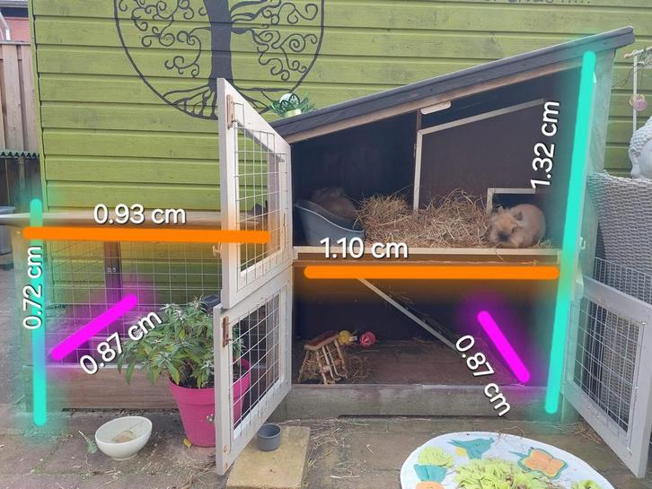 hardhouten konijnenhok met EPDM dak+afneembare buitenren/dak, Dieren en Toebehoren, Knaagdieren en Konijnen | Hokken en Kooien