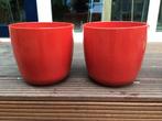 Set stevige kerst rode bloempotten., Tuin en Terras, Bloempotten, Ophalen, Rond, Zo goed als nieuw, Aardewerk