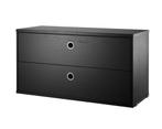 String ladekast twee lades 78x30x42cm zwart gebeitst essen, 1 of 2 laden, Nieuw, Minder dan 100 cm, 25 tot 50 cm