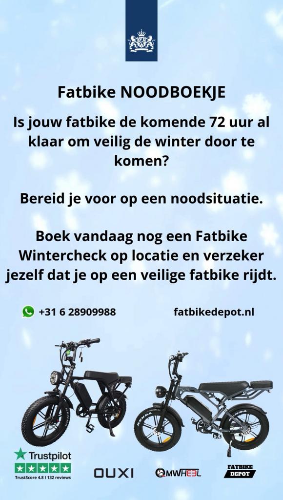 Fatbike Onderhoud - Reparatie op Locatie - OUXI V8 - H9, Fietsen en Brommers, Fietsen | Vouwfietsen, Ophalen of Verzenden, Zo goed als nieuw