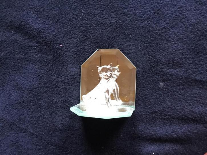 Glazen kat. Glas. Poes. Spiegel., Antiek en Kunst, Curiosa en Brocante, Ophalen of Verzenden