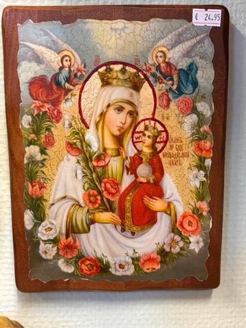 Icoon Maria en Jezus op Hout beschikbaar voor biedingen