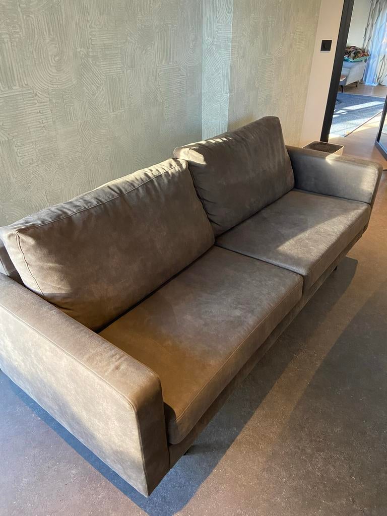 Mooie grijze stoffen bank - driepersoons, Huis en Inrichting, Banken | Bankstellen, 250 tot 300 cm, Driepersoons, 75 tot 100 cm