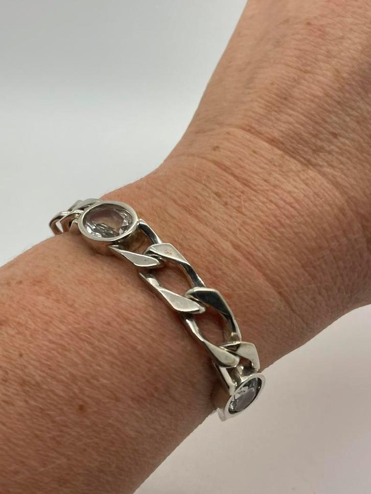 A50 Prachtige zilveren armband heldere stenen, Sieraden, Tassen en Uiterlijk, Armbanden, Zo goed als nieuw, Zilver, Zilver, Ophalen of Verzenden