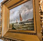 Hendrik-.Hulk (1842-1937) Zuiderzee Schilderij - zie foto s, Antiek en Kunst, Ophalen