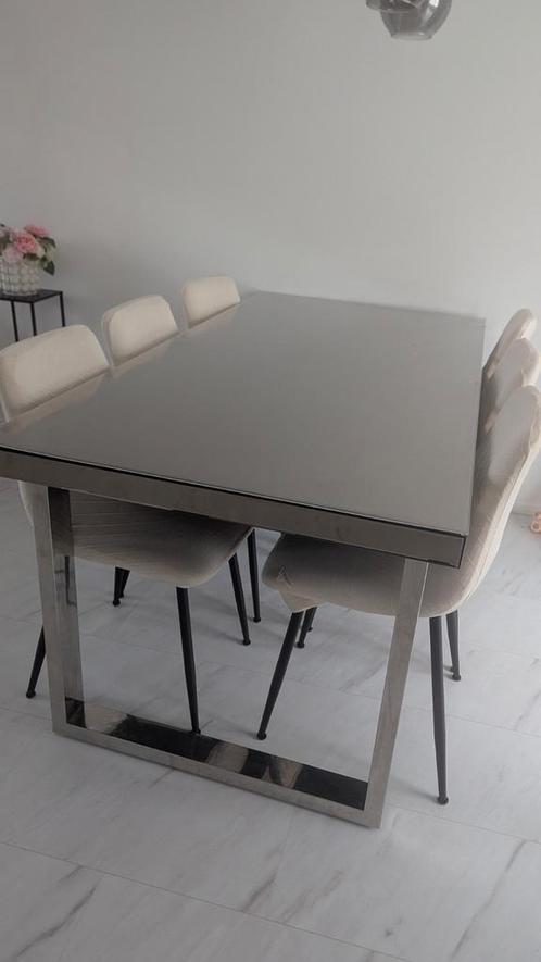 Eettafel (Populaire spiegel tafels), Huis en Inrichting, Tafels | Eettafels, Zo goed als nieuw, Rechthoekig, Glas, Ophalen