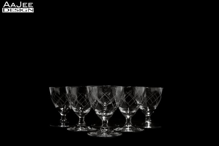 6 Leerdam – Model Laura – Portglaasje – Slijsel Lydia – 1958, Verzamelen, Glas en Borrelglaasjes, Zo goed als nieuw, Overige typen