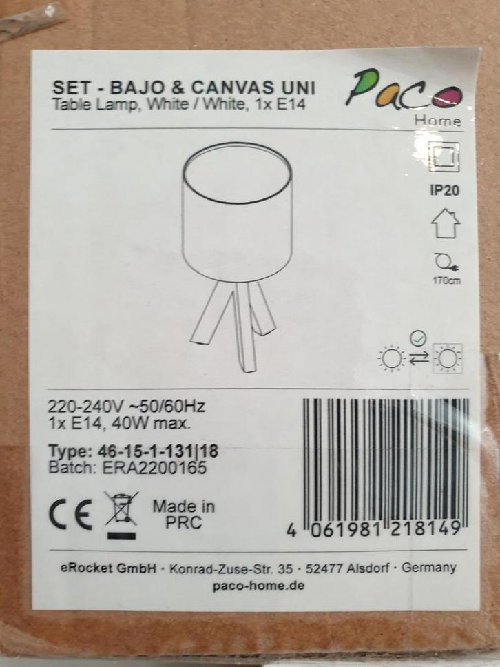 Paco Tafellamp - Stijlvol Design, Huis en Inrichting, Lampen | Tafellampen, Nieuw, Minder dan 50 cm, Hout, Stof, Ophalen of Verzenden