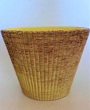 Bloempot verticale ribbels van binnen geel ADCO 21162, Tuin en Terras, Bloempotten, Zo goed als nieuw, Aardewerk, Binnen, Minder dan 40 cm