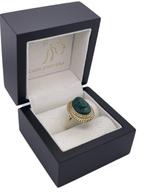 Vintage 14 K Gouden Ovaal Malachiet Camee Ring, Sieraden, Tassen en Uiterlijk, Ophalen, Tieman Juweliers Vintage Sieraden, -, Zo goed als nieuw