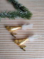 Prachtig! 2x vogel op clip kerstornament kerst goud, Diversen, Kerst, Ophalen of Verzenden, Zo goed als nieuw