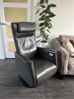 Prominent Elektrische Relaxfauteuil Grijs Leer L – Vol Optie, Ophalen of Verzenden, Zo goed als nieuw, Leer, Minder dan 50 cm