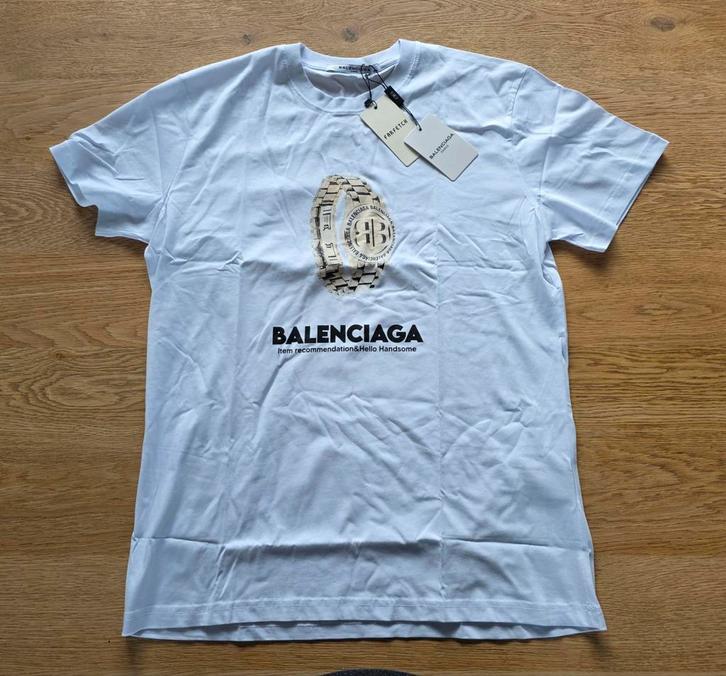 Balenciaga T-shirt - Wit met Print maat XXL, Kleding | Heren, T-shirts, Nieuw, Overige maten, Wit, Verzenden
