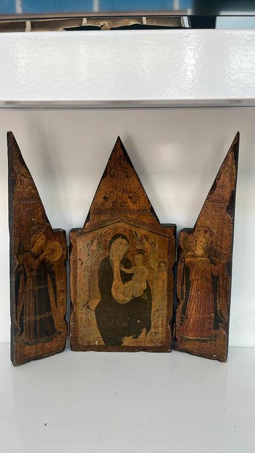 Houten drieluik religieus, Antiek en Kunst, Antiek | Religie, Ophalen