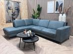 ZGAN Micro Lederen Hoekbank - Vergrijsd Blauw - 277 x 220, Ophalen, 250 tot 300 cm, ., Hoekbank