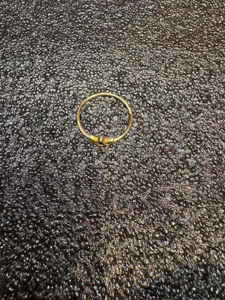 Fijne 925 zilveren ring – verguld – zwarte onyx steentjes –, Sieraden, Tassen en Uiterlijk, Ringen, Dame, 17 tot 18, Zilver, Verzenden