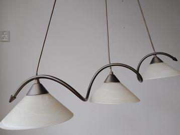 Hang lamp / melkglas / frame koperkleur + wandlamp 