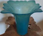 Vaas glas blauw design gaaf groot, Ophalen of Verzenden, Zo goed als nieuw, Blauw, Glas