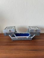 Vintage sieraden doos olifanten zilverkleurig spiegel retro, Ophalen of Verzenden, Zo goed als nieuw