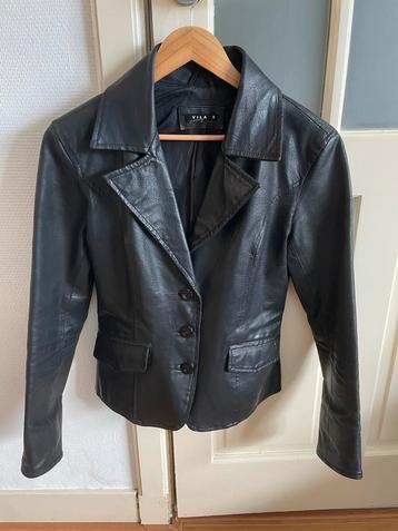 Zwart leren jasje van Vila - Maat 36 beschikbaar voor biedingen