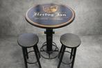 Hertog Jan Bartafel Industrieel met krukken, Huis en Inrichting, Tafels | Statafels, Ophalen, In hoogte verstelbaar, Zo goed als nieuw