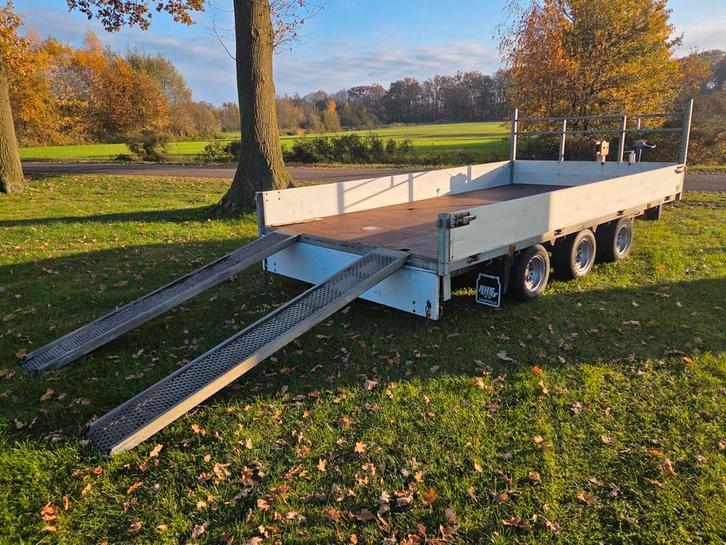 Tridem 3 assige Machinetransporter/ glasresteel 3500 Kg, Auto diversen, Aanhangers en Bagagewagens, Gebruikt, Ophalen