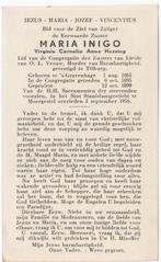 zr. Virginie Hessing 1865 Den Haag + 1956 Moergestel, 91 jr, Verzamelen, Verzenden, Bidprentje