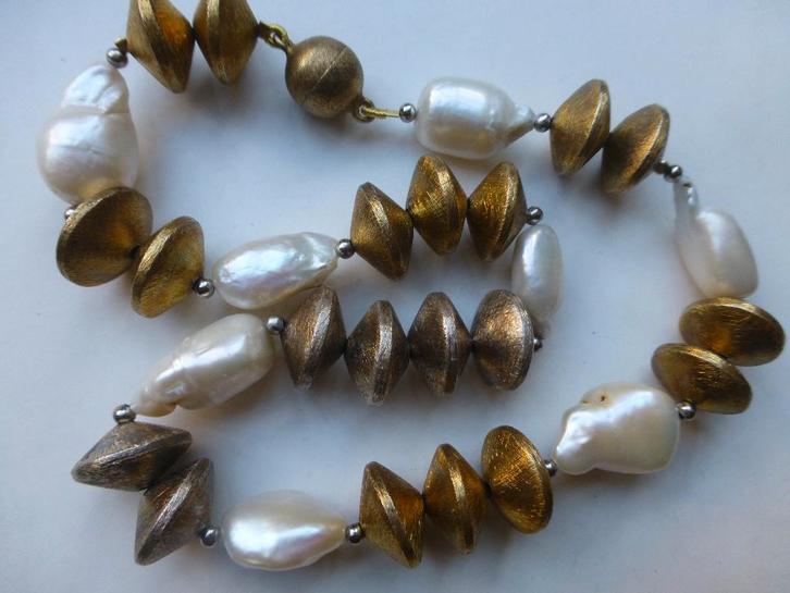 Modernist Design Collier Barok Parels Zilveren Kralen dls GP, Sieraden, Tassen en Uiterlijk, Kettingen, Nieuw, Zilver, Zilver