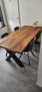 Eettafel mangohout, 180 cm, Ophalen, 50 tot 100 cm, Zo goed als nieuw, Metaal