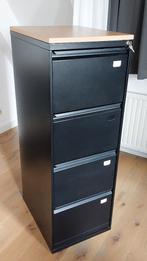 Ladekast, Zwart, 4 lades, Hangmappen, Met slot, Ophalen, 100 tot 150 cm, Zo goed als nieuw, 3 of 4 laden