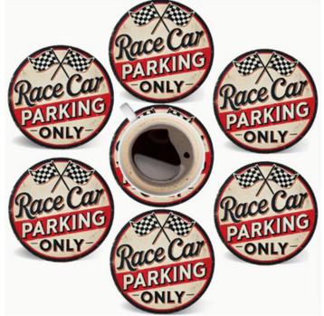 Onderzetters met Race car parking afbeeldingen beschikbaar voor biedingen