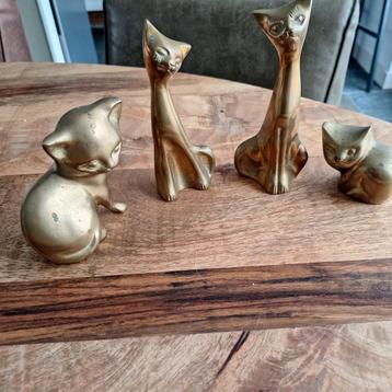Vintage Messing Katten Beeldjes - Set van 4 beschikbaar voor biedingen