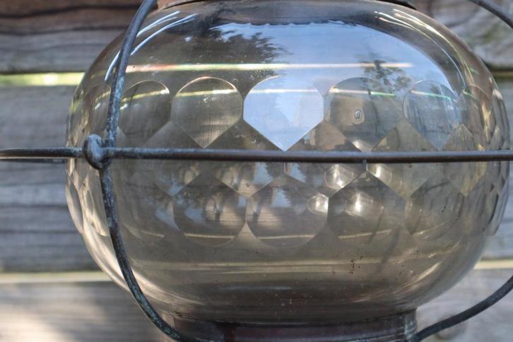 Antieke Kombuislamp met Geslepen Glas, Antiek en Kunst, Antiek | Lampen, Ophalen of Verzenden