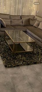 Eric kuster tafel 2 donkere glazen goud staal, Huis en Inrichting, Tafels | Bijzettafels, Ophalen of Verzenden, Zo goed als nieuw