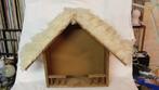 Houten kerststal met schapen vacht op dak, Ophalen of Verzenden, Gebruikt