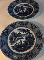 2 Antiek Blauwe Borden 19e Eeuw Petus Regout &co  Delhi, Antiek en Kunst, Ophalen of Verzenden
