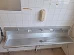 Aluminium Wasbak met Kranen & Zeepbakjes - Kantine/Bedrijf, Ophalen, Gebruikt, Rvs, Wastafel