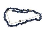 Asymmetrisch, lapis lazuli met zilver, collier. L 48 cm, Nieuw, ., Info@nynkegardenier.nl, Met edelsteen