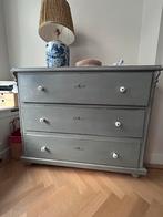 Brocante commode - grijsblauw, 3 lades, Huis en Inrichting, Gebruikt, 100 tot 150 cm, Ophalen of Verzenden, Met lade(s)